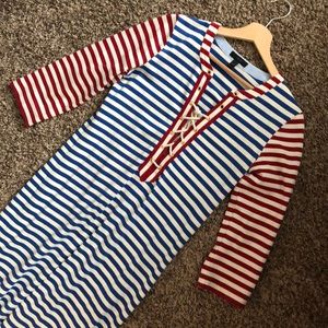 J. Crew Lace Up Striped Maxi Dress